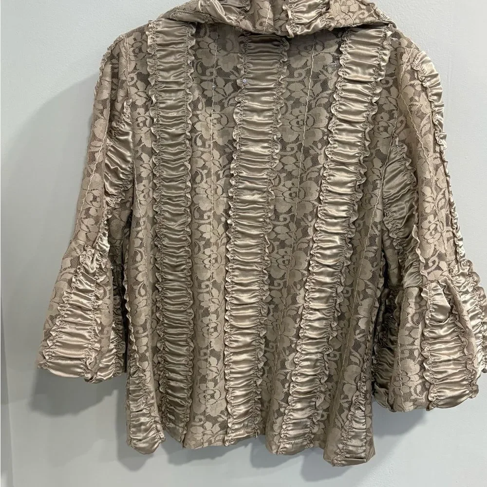 Damee Inc  Lace Ruffle Blazer - Cream